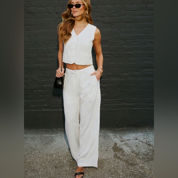 Vici “Minimal Must” White Wide Leg Pants High Waisted NWT - Picture 2 of 7